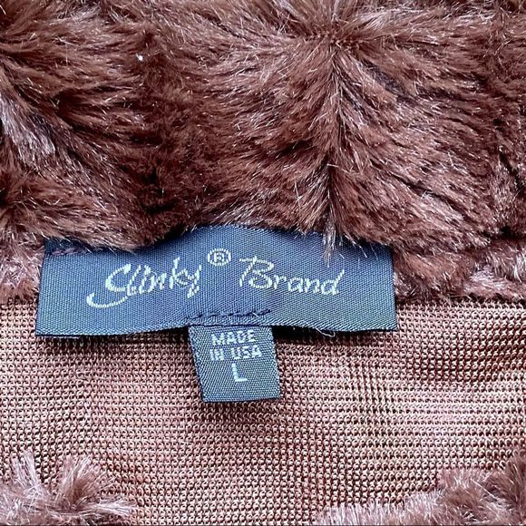 Slinky Brand Brown Faux Fur Vegan Vest Size Large - Picture 2 of 9
